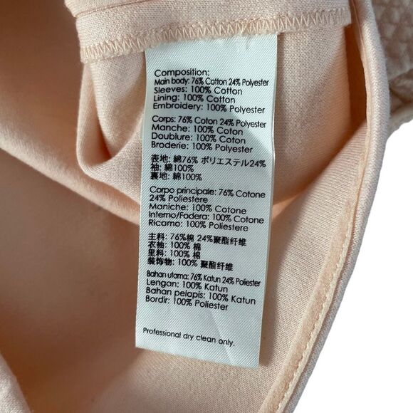 3.1 Phillip Lim Fern Embroidered Boxy Crewneck Short Sleeve Top Light Coral Sz 2 - Picture 7 of 9